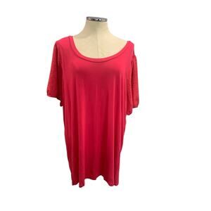3X Torrid Super Soft Womens Dark Pink Eyelet Sleeve Tshirt Scoop Neck